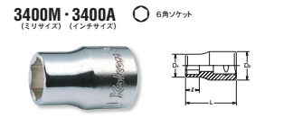 KOKEN 3/8套筒3400M